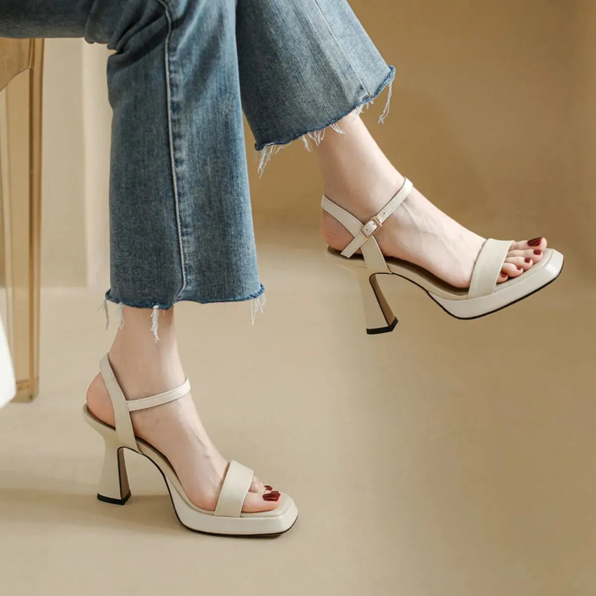 Open Toe Block Heels Sandals