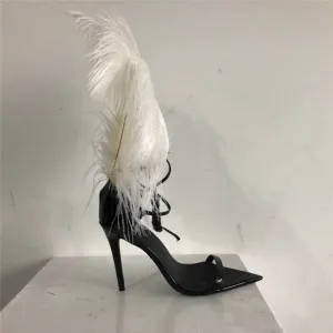 Ostrich feather Roman Sandal high heels