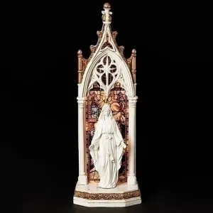 Our Lady of Grace Cathedral Arch and LED Mosaic Window Statue 11 3/4"