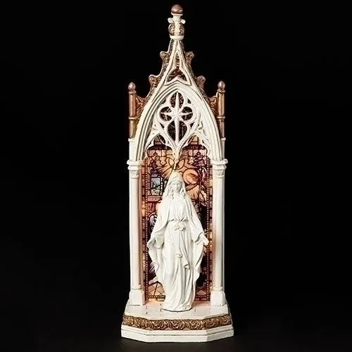 Our Lady of Grace Cathedral Arch and LED Mosaic Window Statue 11 3/4"