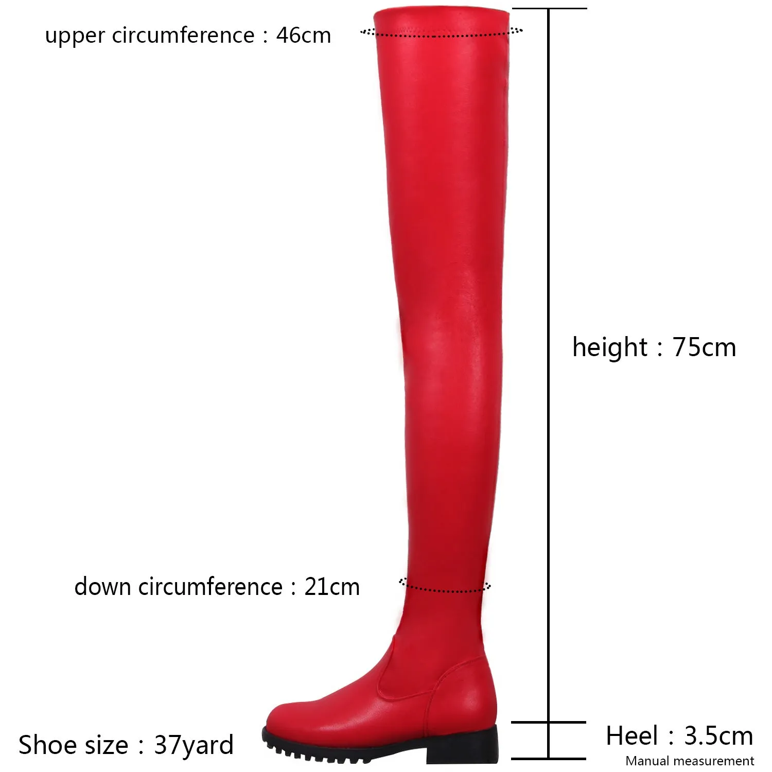 Over the Knee Long Boots Flat Heel Pu Leather Lace up