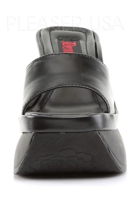 PACE-01 Demonia Wedge | Black Faux Leather