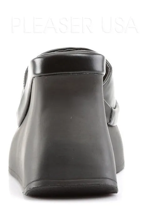 PACE-01 Demonia Wedge | Black Faux Leather