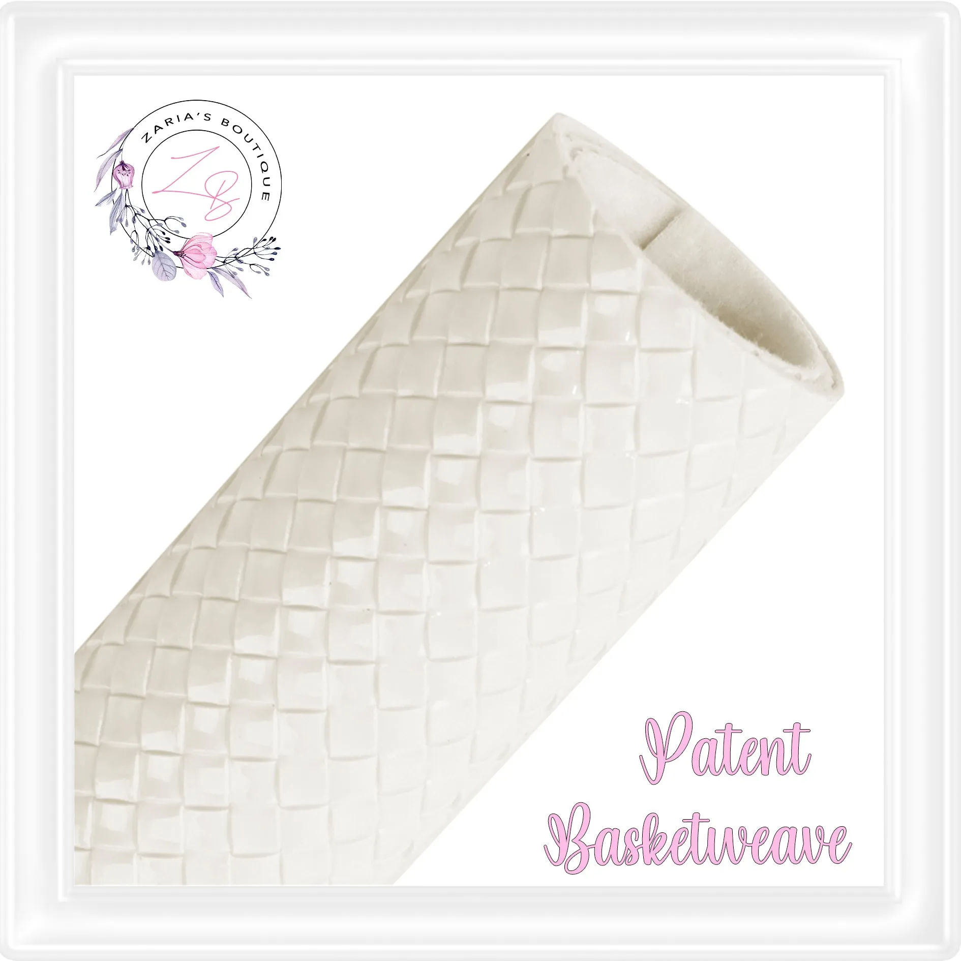 ⋅ Patent Basketweave ⋅ Textured Vegan Faux Leather ⋅ Blush Pink ⋅