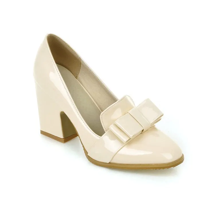 Patent Leather Bowtie Women High Heeled Shoes MF9903
