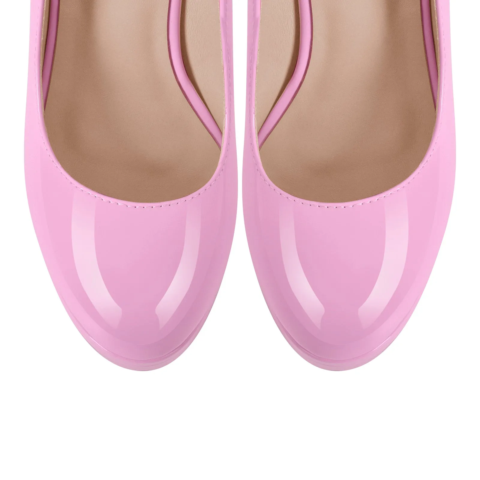 Patent Leather Round Toe Double Platform High Heels