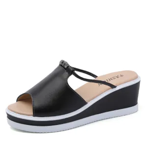 Peep toe Crystal Elegant Female Wedges