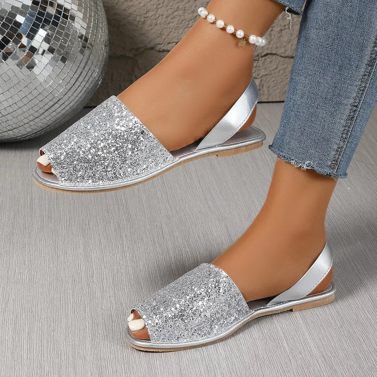 Peep Toe Flats Sandals