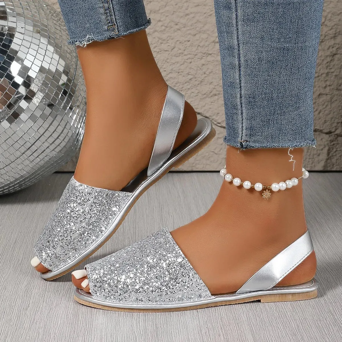 Peep Toe Flats Sandals