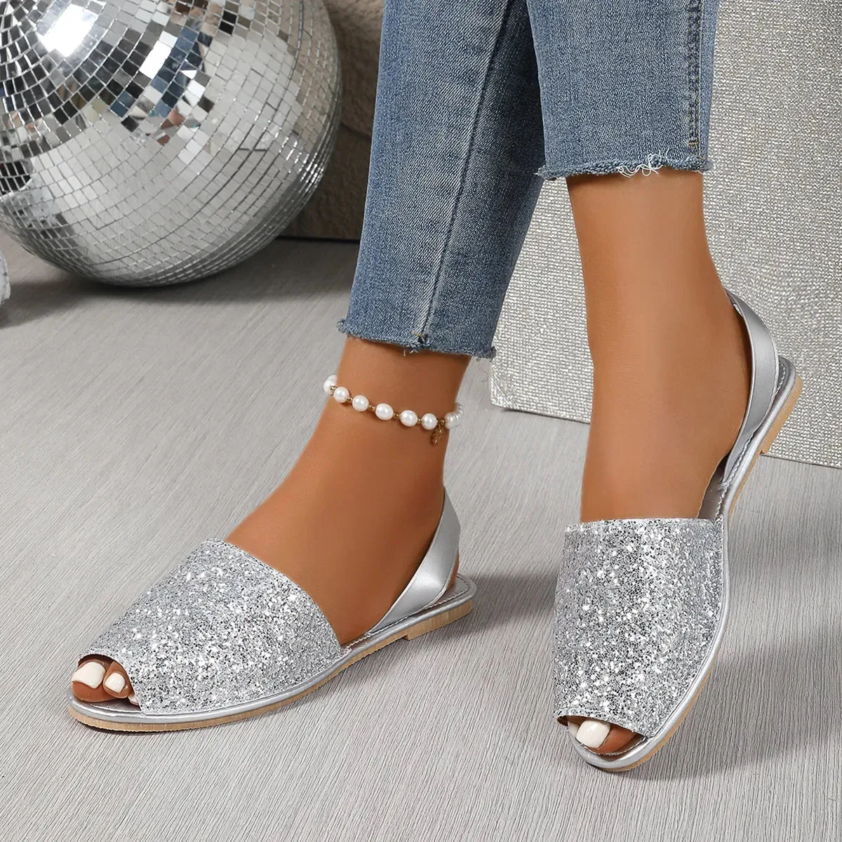 Peep Toe Flats Sandals