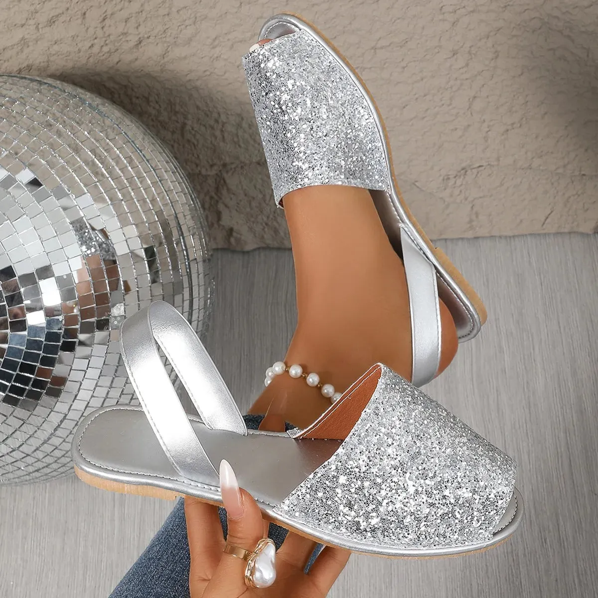 Peep Toe Flats Sandals