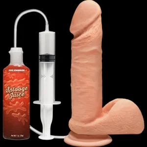 Perfect D Realistic Squirting 7 Inch Dildo with Balls - Vanilla