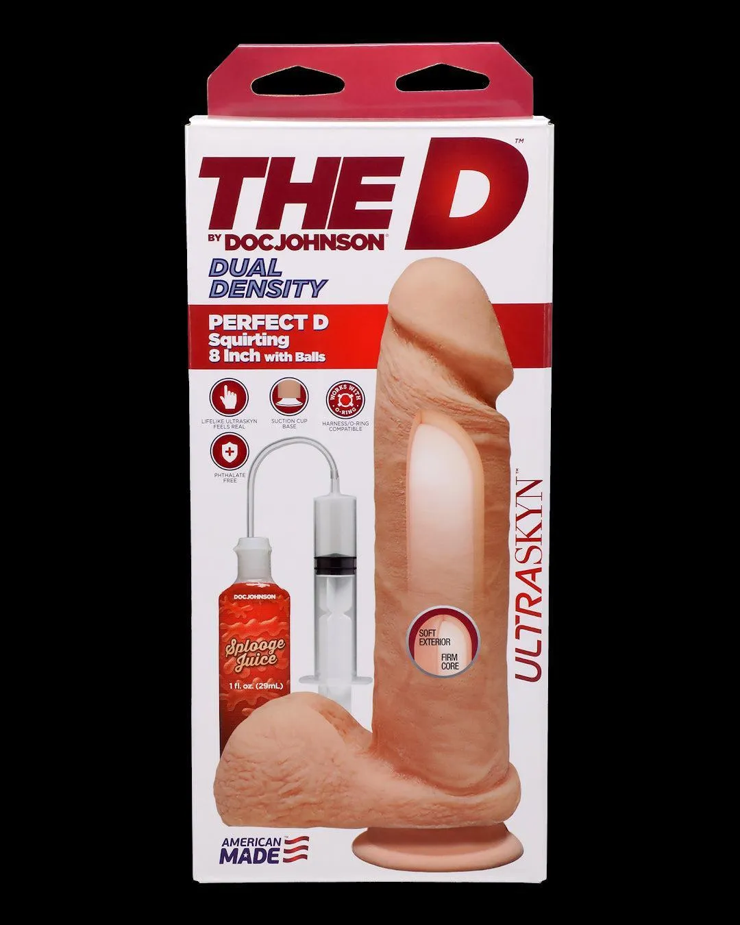 Perfect D Realistic Squirting 8 Inch Dildo with Balls - Vanilla