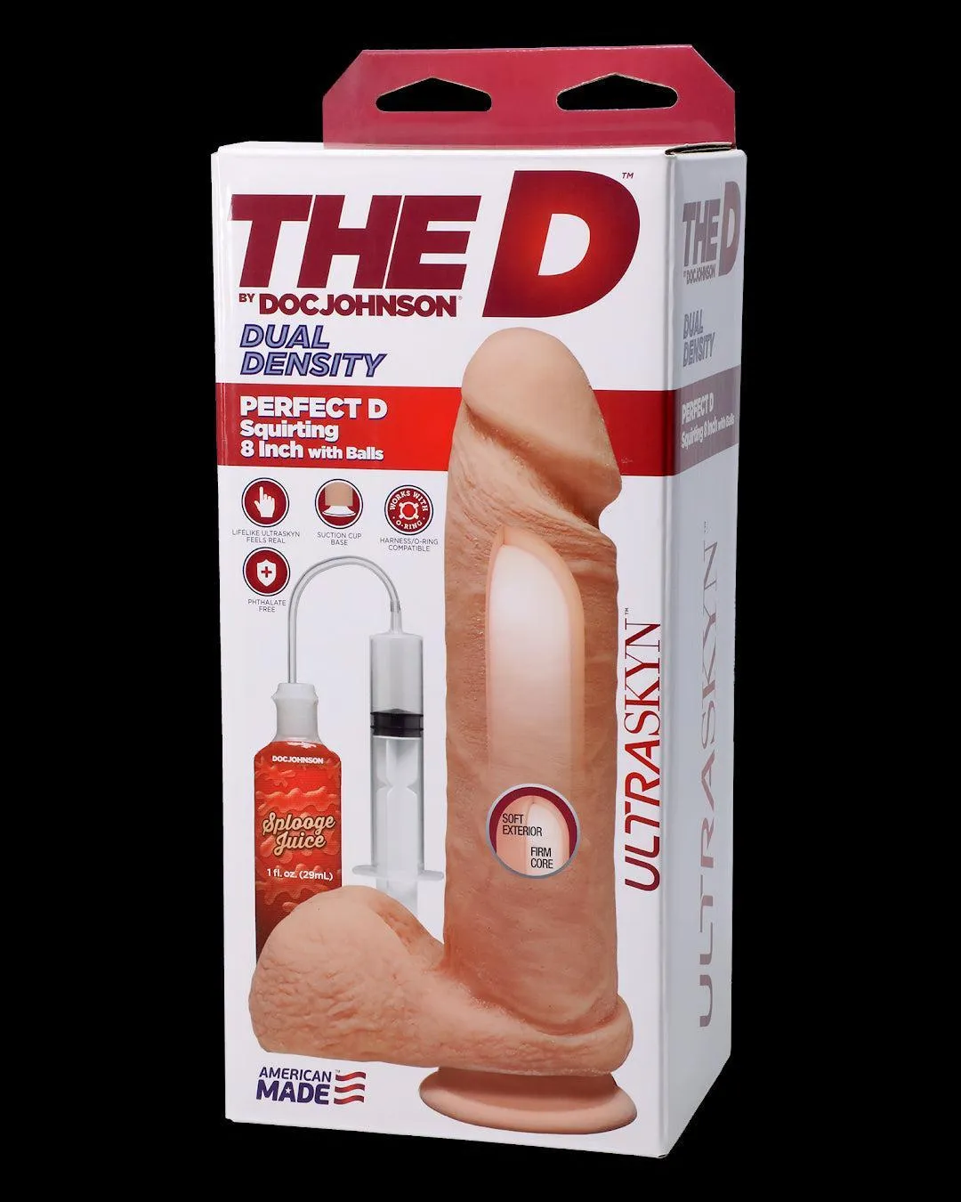 Perfect D Realistic Squirting 8 Inch Dildo with Balls - Vanilla