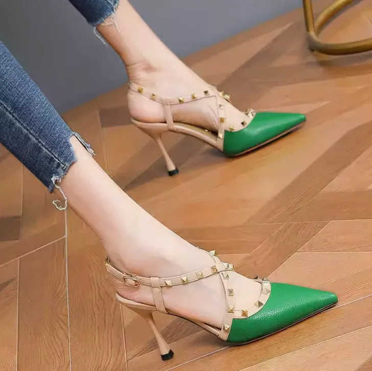 Petite Cross Stud Strap Heeled Sandals Shoes TS310