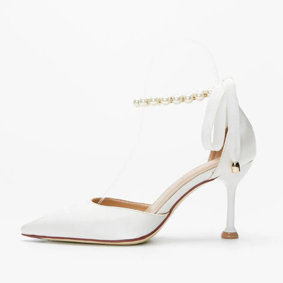 Petite Pearl Ankle Strap Heels ES65