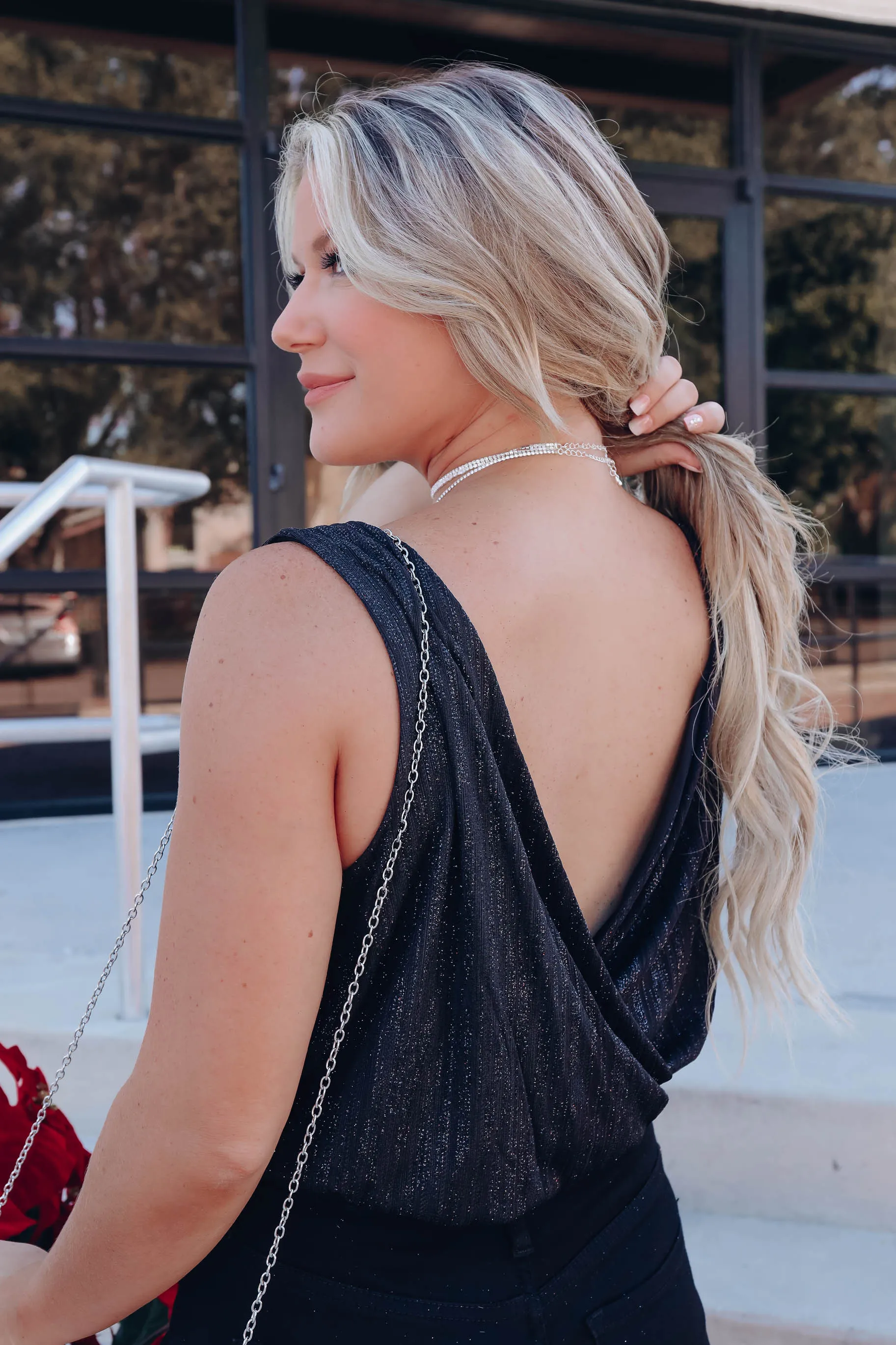 Pixie Dust Wrap Front Bodysuit - Black
