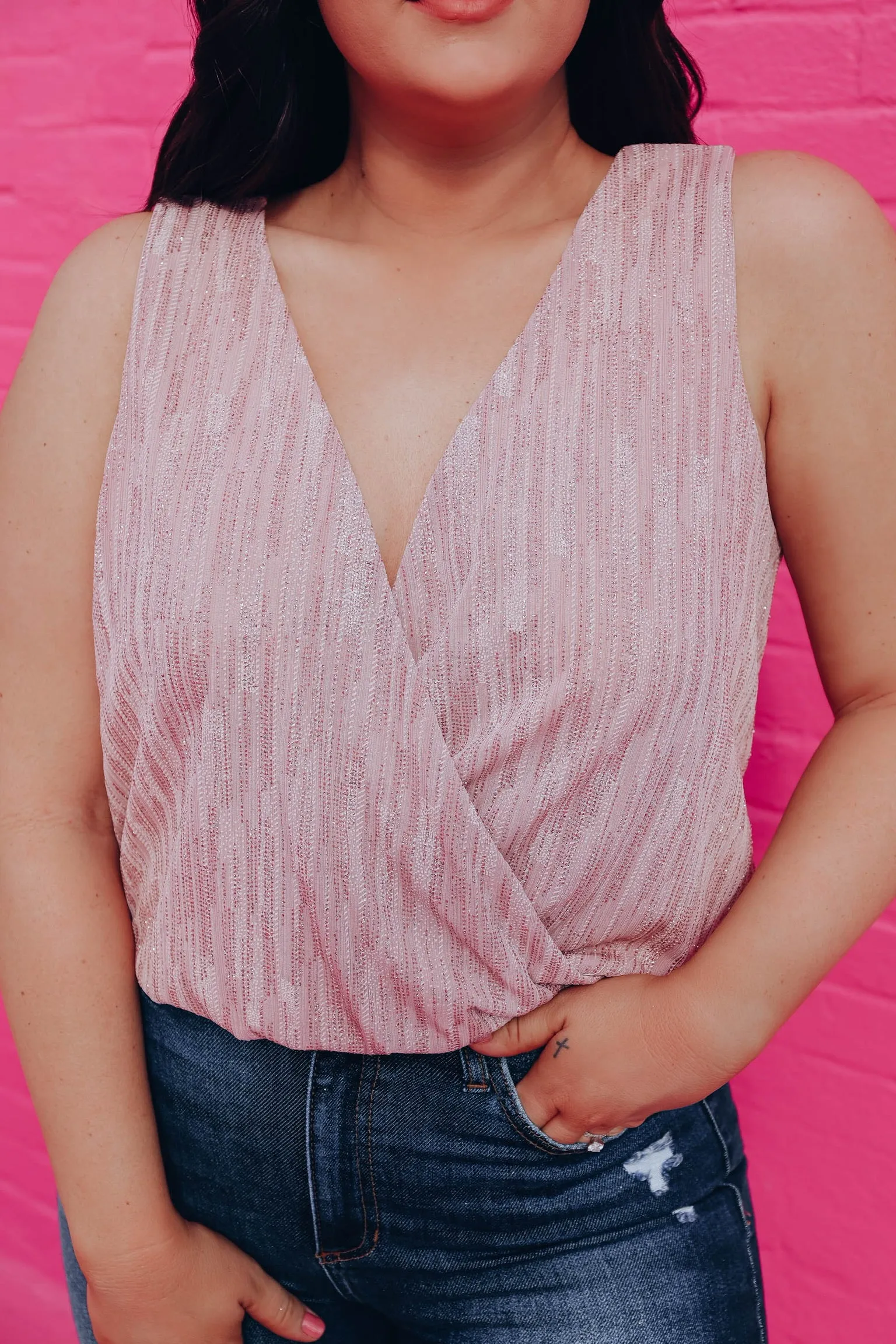 Pixie Dust Wrap Front Bodysuit - Mauve