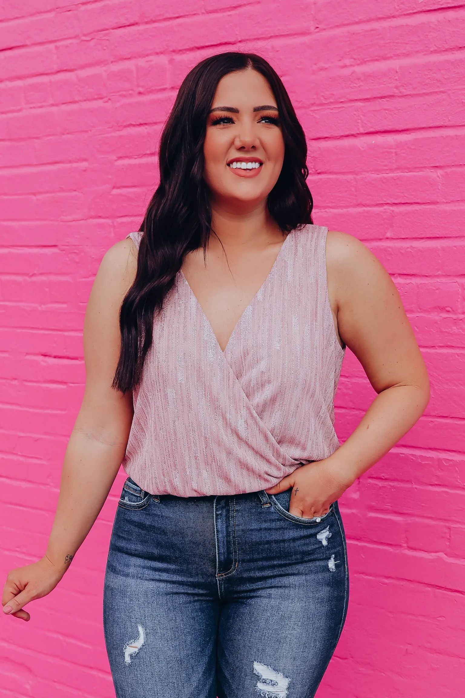 Pixie Dust Wrap Front Bodysuit - Mauve