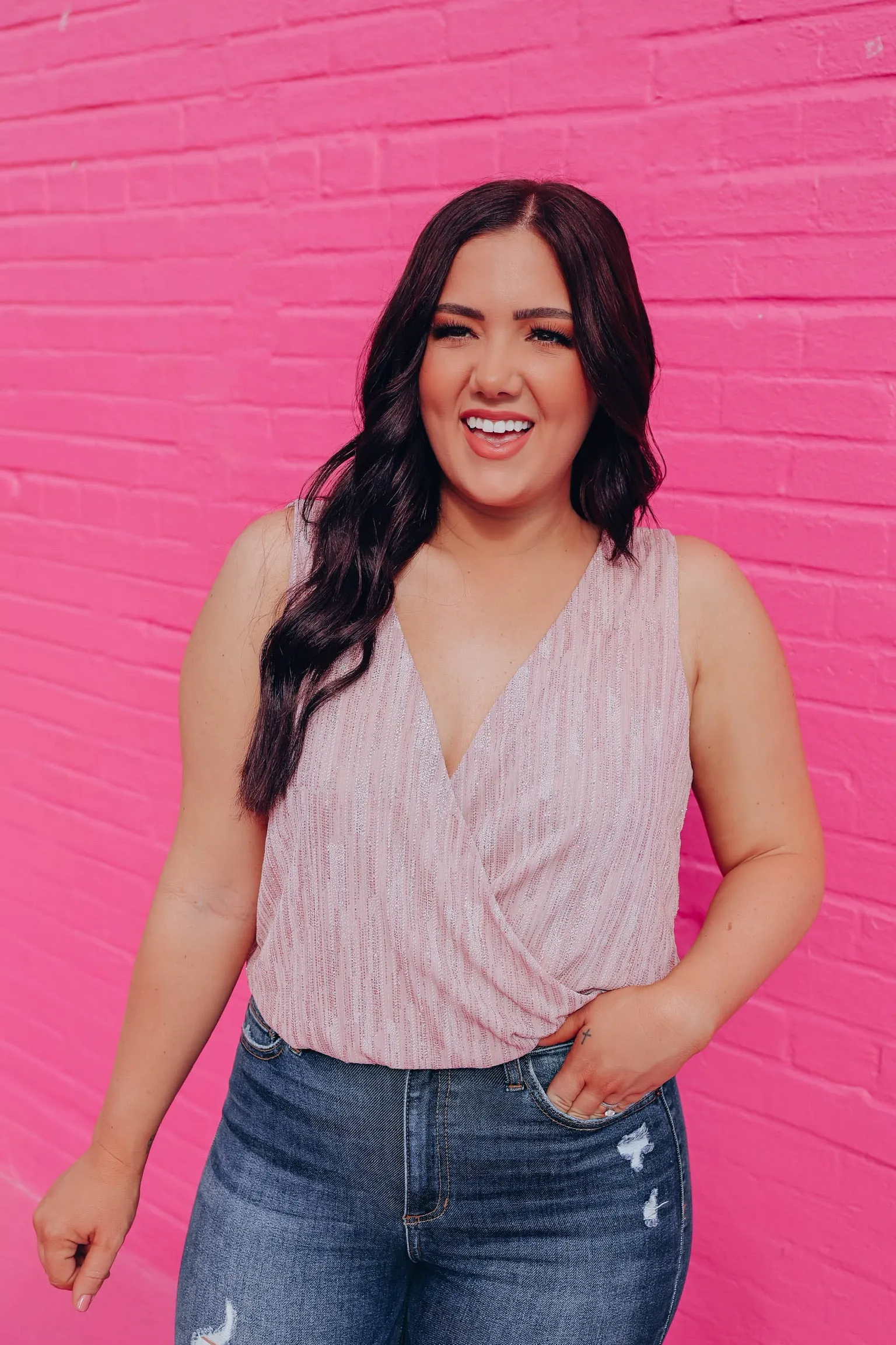 Pixie Dust Wrap Front Bodysuit - Mauve