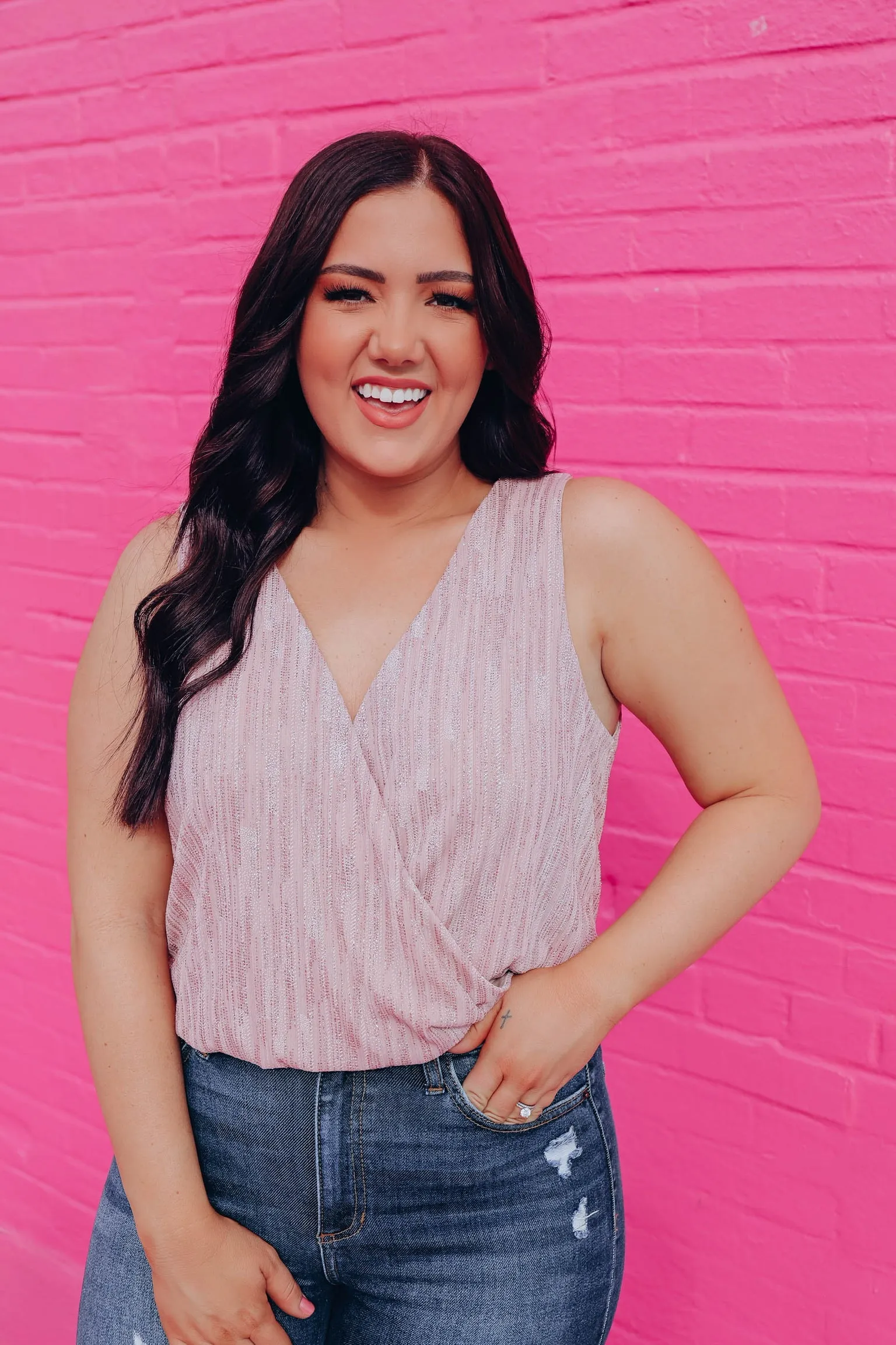 Pixie Dust Wrap Front Bodysuit - Mauve