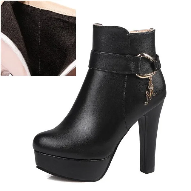 Platform Ankle Boots Women High Heel Shoes