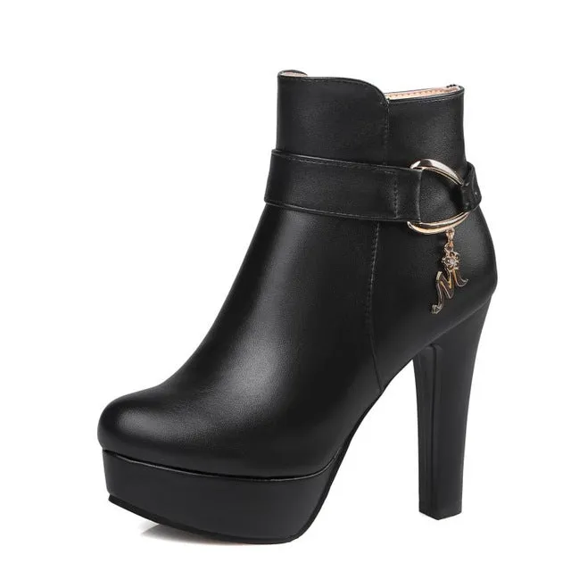 Platform Ankle Boots Women High Heel Shoes