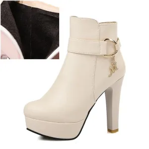Platform Ankle Boots Women High Heel Shoes