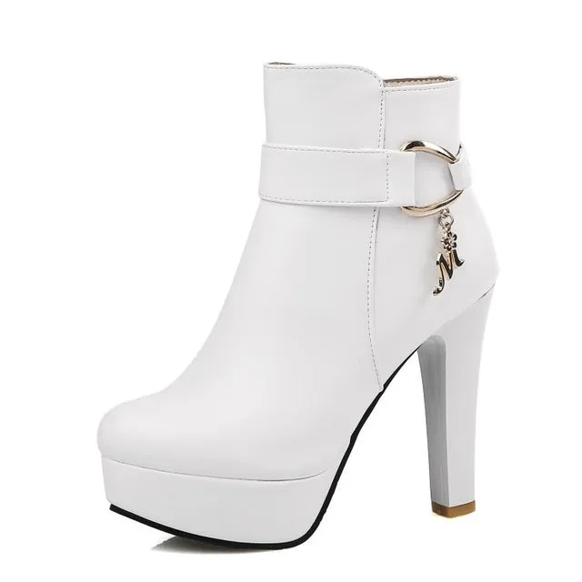 Platform Ankle Boots Women High Heel Shoes
