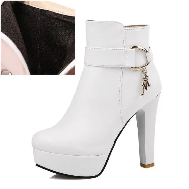 Platform Ankle Boots Women High Heel Shoes