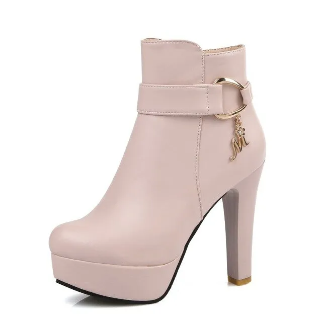 Platform Ankle Boots Women High Heel Shoes