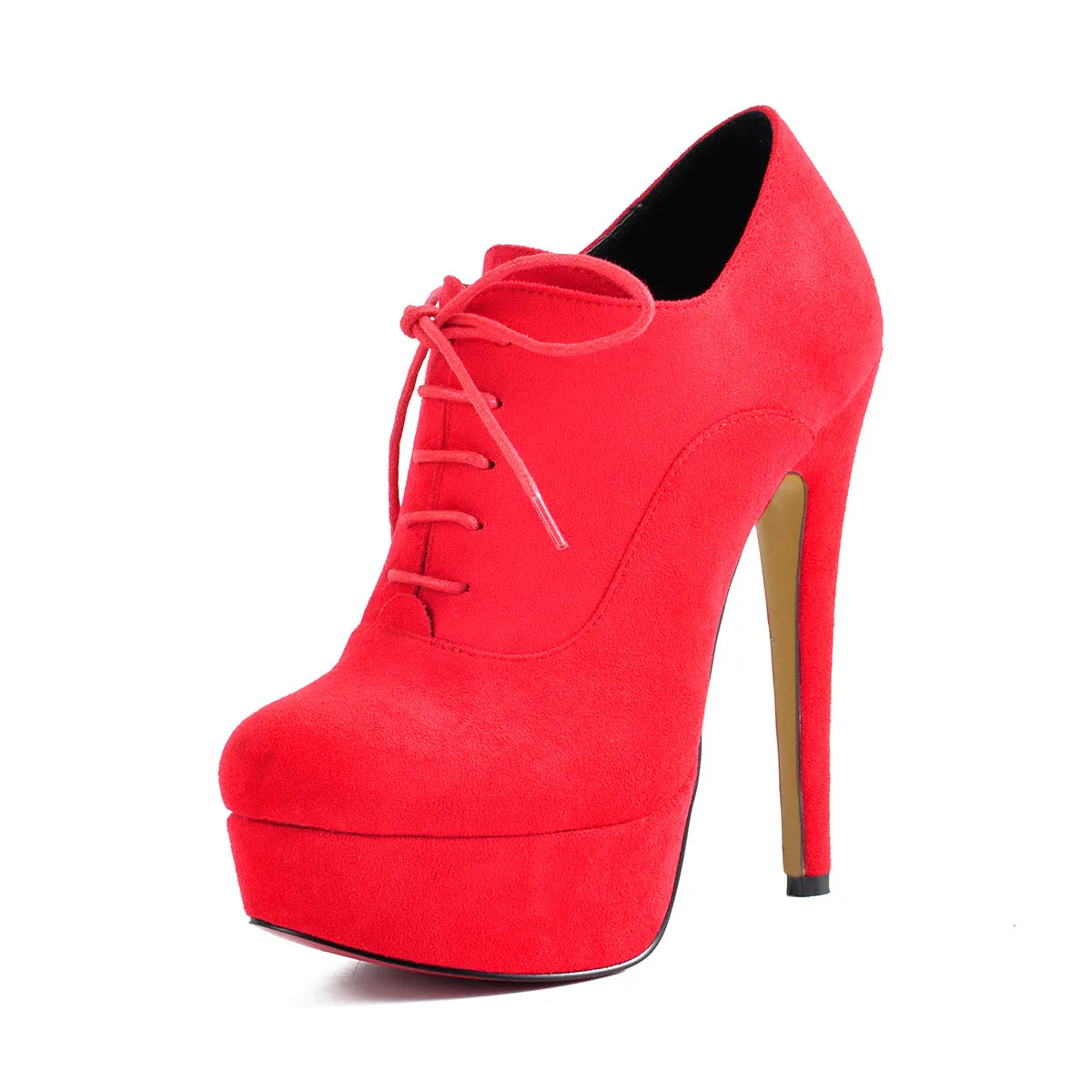 Platform Lace-up High Heels Suede Ankle Boots