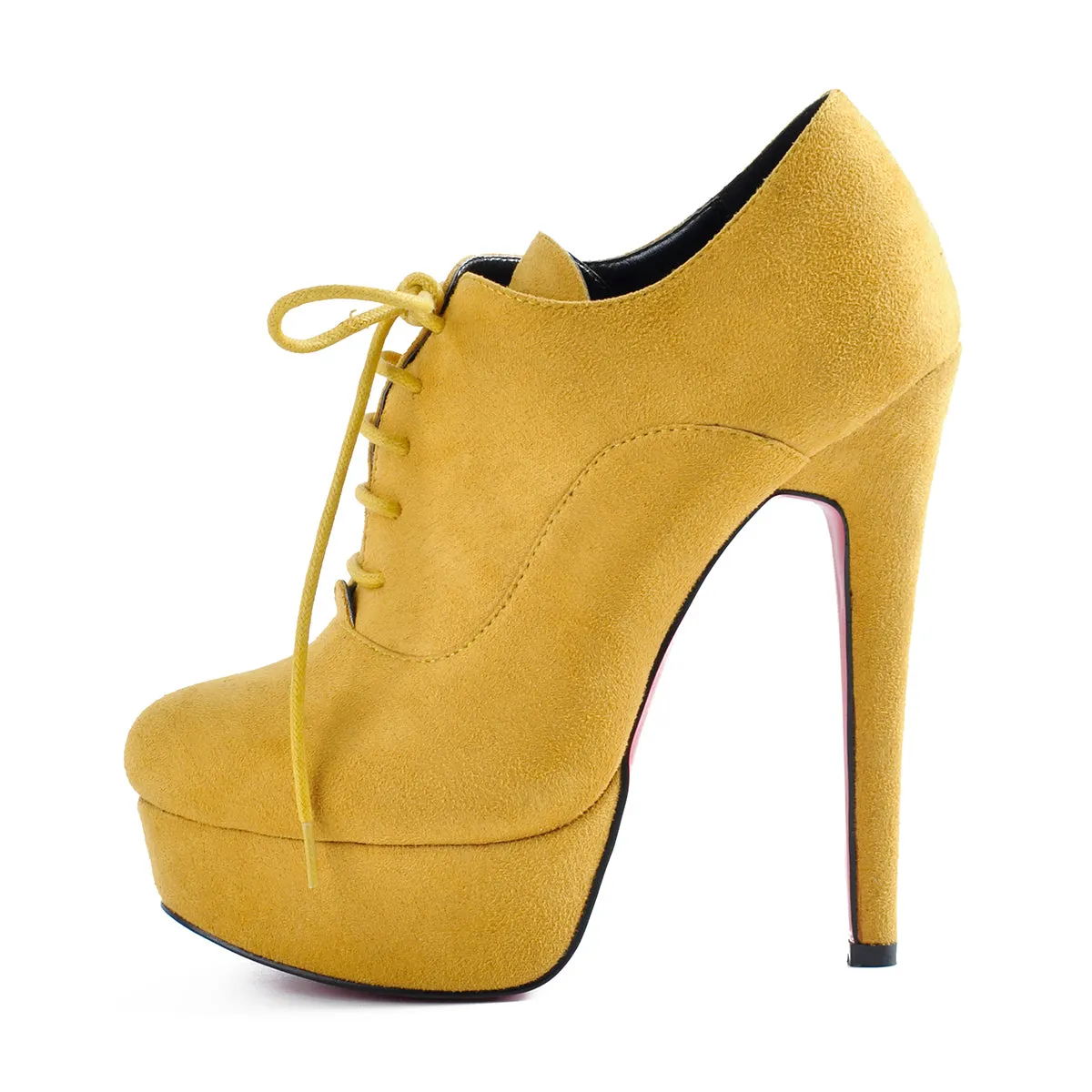 Platform Lace-up High Heels Suede Ankle Boots