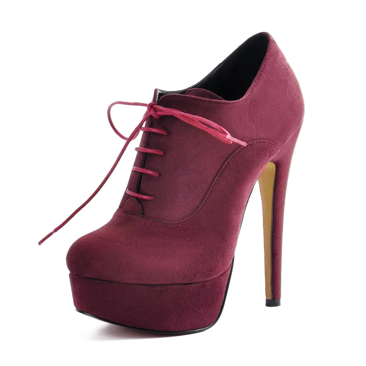 Platform Lace-up High Heels Suede Ankle Boots