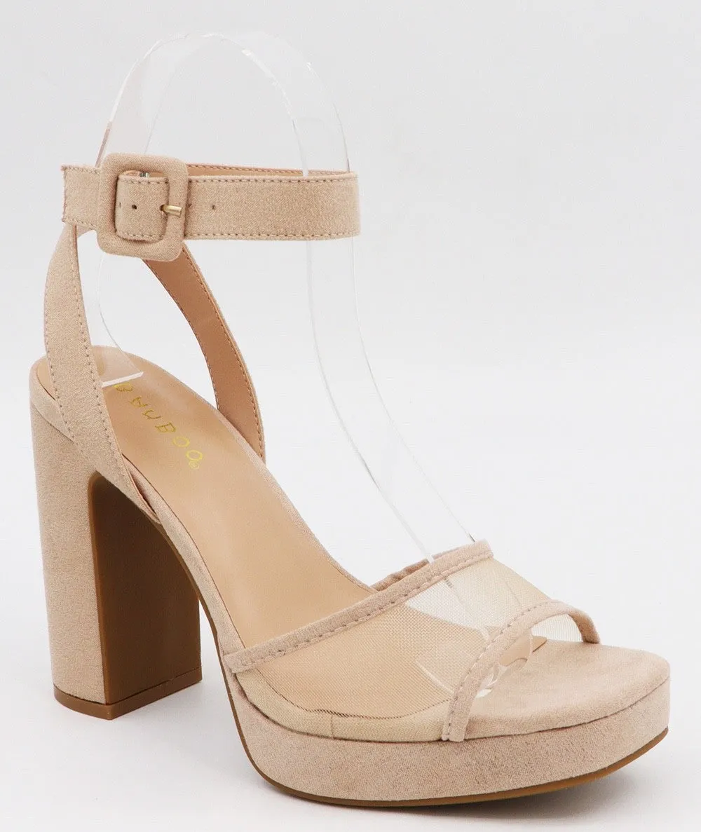 Platform Mesh Strap Heel