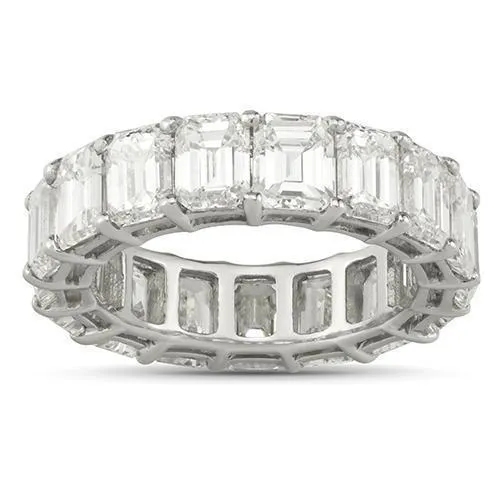 Platinum Emerald Cut Diamond Eternity Band 8.25 Ctw
