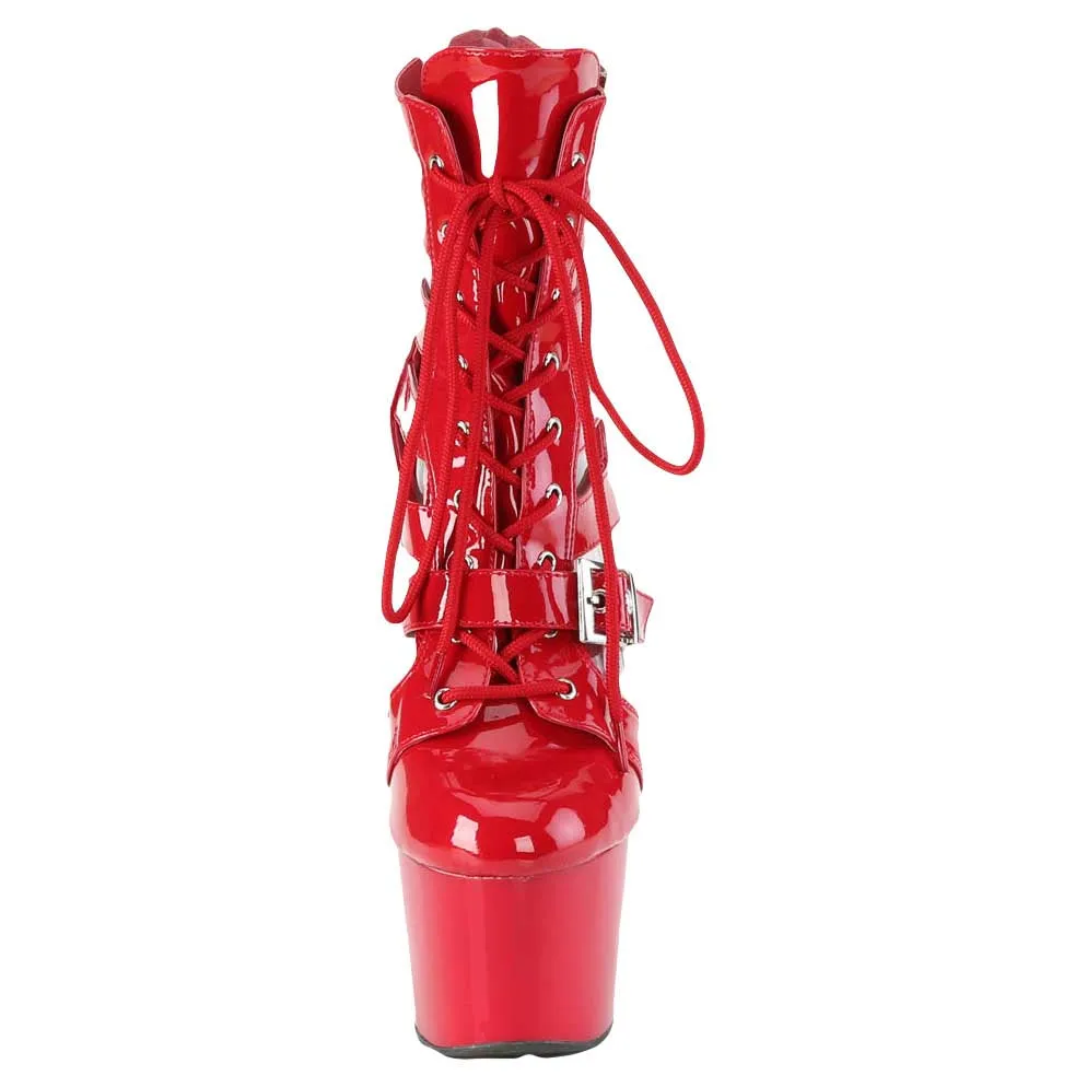 Pleaser Shoes Adore 1013MST Platform Strappy Lace-Up Cage Bootie