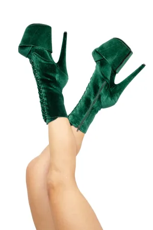 Pleaser USA Flamingo-1045VEL 8inch Pleaser Boots   Protectors - Emerald Green Velvet