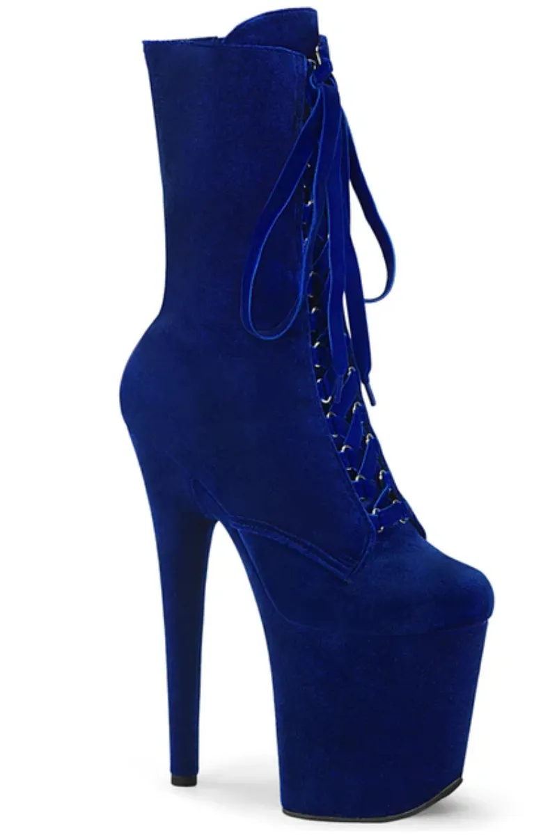 Pleaser USA Flamingo-1045VEL 8inch Pleaser Boots   Protectors - Navy Velvet