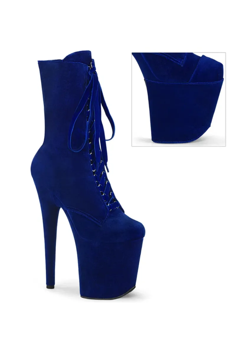 Pleaser USA Flamingo-1045VEL 8inch Pleaser Boots   Protectors - Navy Velvet