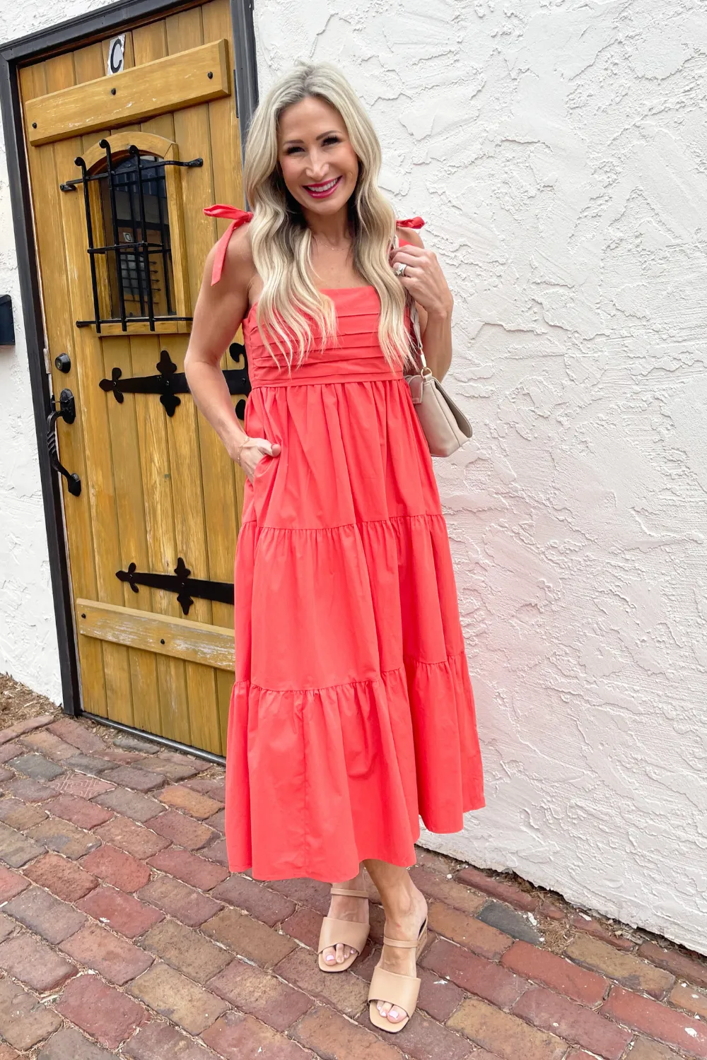 Pleated Bust Midi Dress