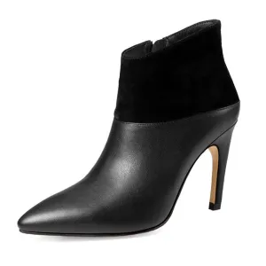 Pointed Toe Zip Footwear High Heels Leather Female Boot Office Shoes
