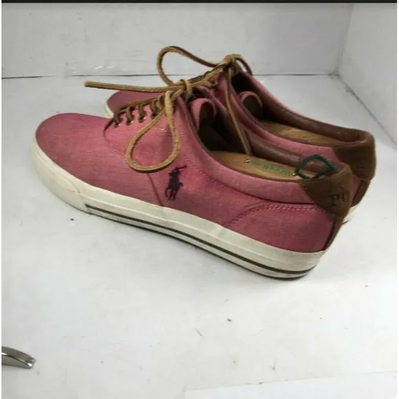 POLO Lauren Ralph Vaughn Men's Lace Up Shoes Chambray/Herringbone Pink Size 10D