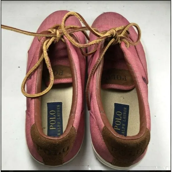 POLO Lauren Ralph Vaughn Men's Lace Up Shoes Chambray/Herringbone Pink Size 10D