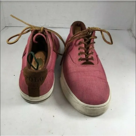 POLO Lauren Ralph Vaughn Men's Lace Up Shoes Chambray/Herringbone Pink Size 10D