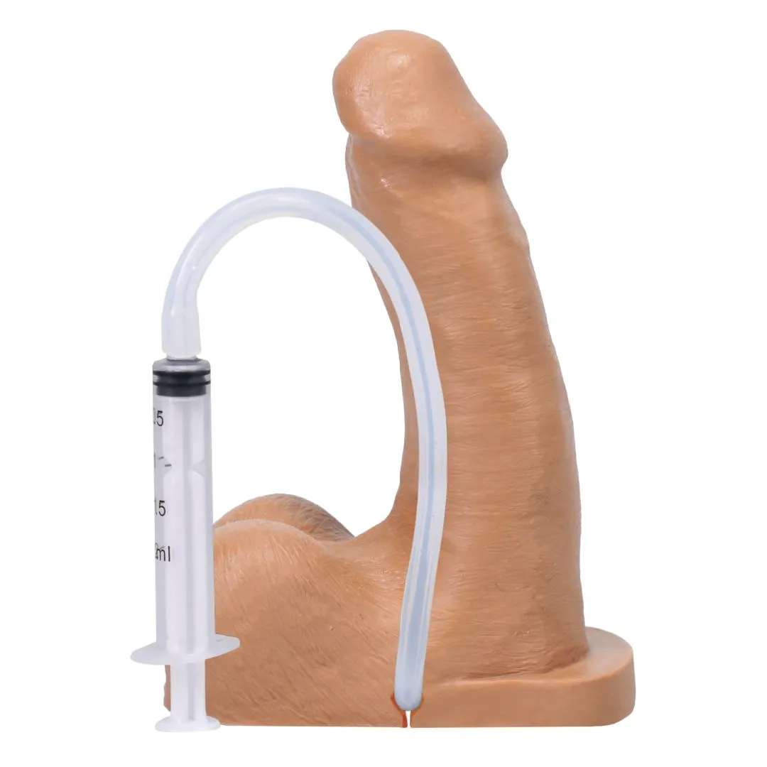 Pop N' Play Silicone Squirting Packer Dildo - Caramel