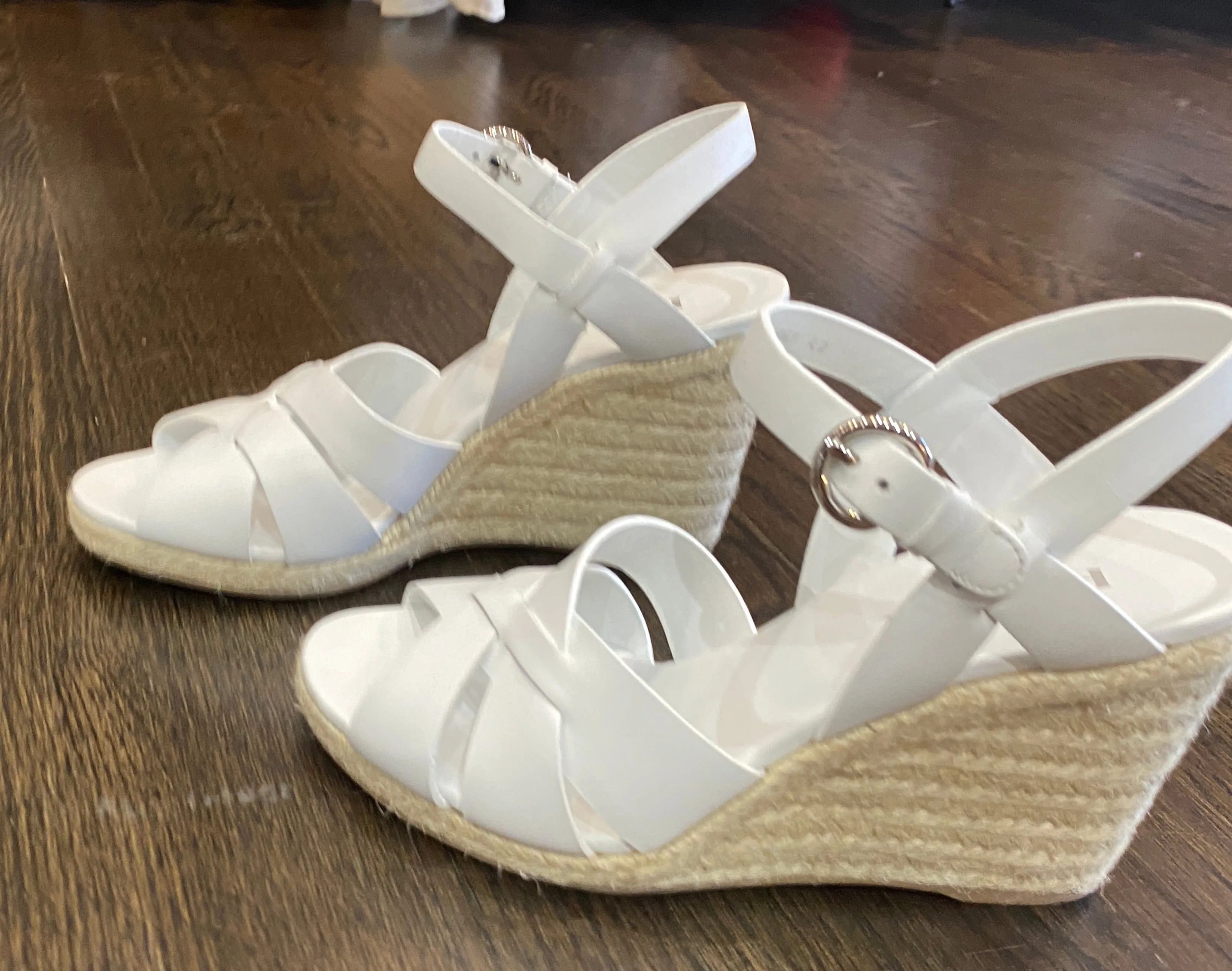 Prada White Leather Woven Wedge Sandal