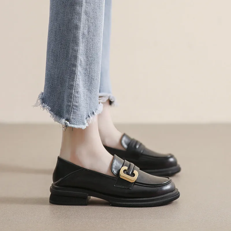 PU Leather Round Toe Loafers