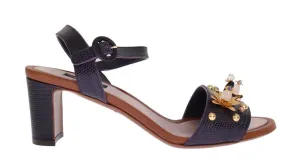 Purple Leather Crystal Sandals