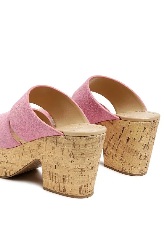 Rag & Co Gerd Block Heeled Suede Platform Slip-On Sandal
